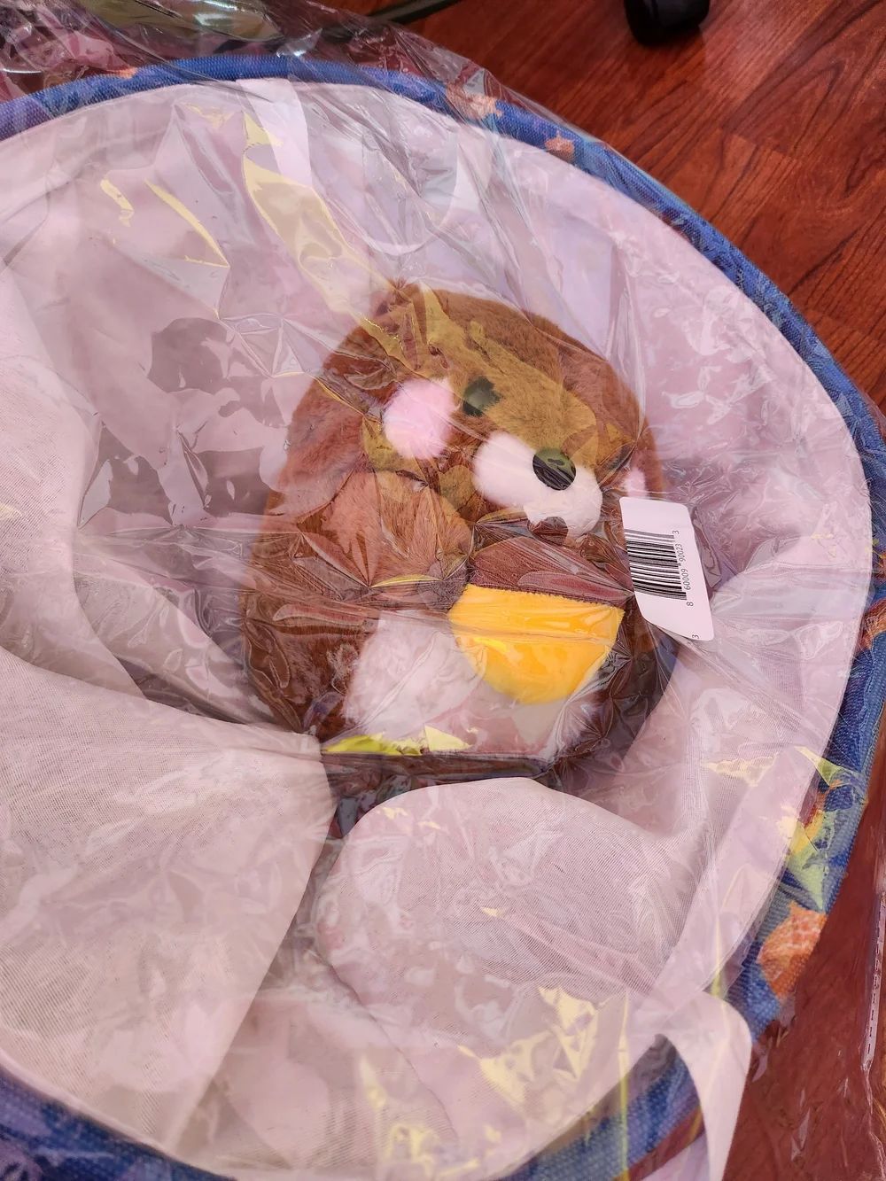 Plush-attached Blue Kids Hamper Basket